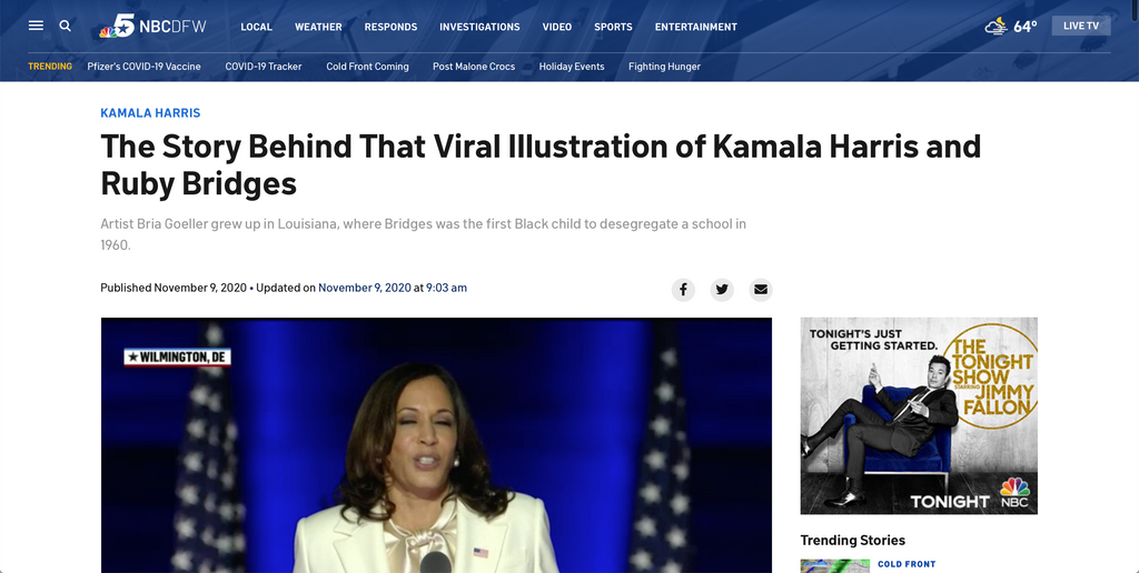 The Story Behind That Viral Illustration of Kamala Harris and Ruby Bridges
