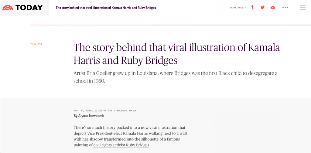 The story behind that viral illustration of Kamala Harris and Ruby Bridges