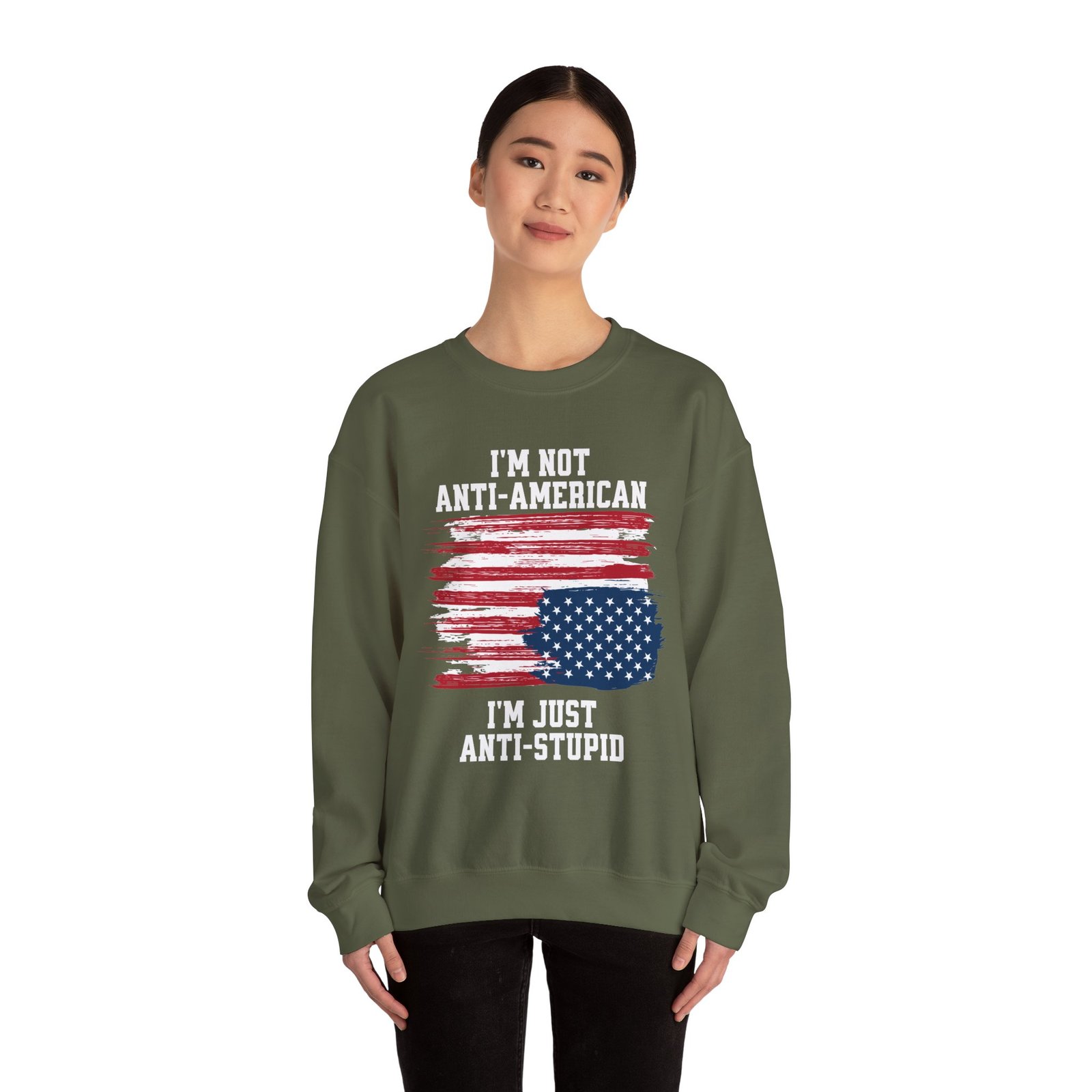 I'm Not Anti-American I'm Just Anti-Stupid Unisex Graphic Sweatshirt | Patriotic Protest Crewneck | Good Trubble - Image 5